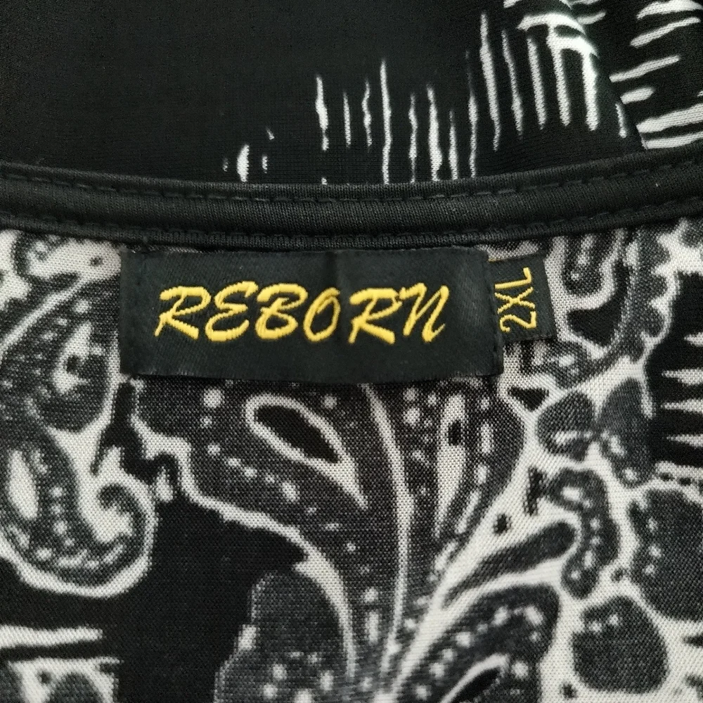 [5x$20] Black Beige Patterned Dress / 2X - Picture 5 of 7